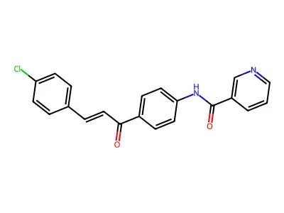 (E)-N-(4-(3-(4-chlorophenyl)acryloyl)phenyl)nicotinamide structure
