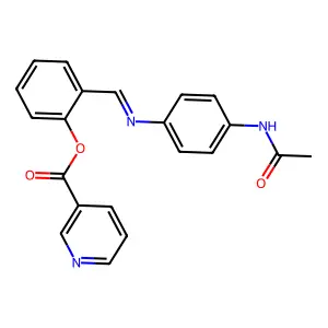 (E)-2-(((4-acetamidophenyl)imino)methyl)phenyl nicotinate structure