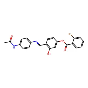 (E)-4-(((4-acetamidophenyl)imino)methyl)-3-hydroxyphenyl 2-bromobenzoate structure