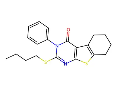 2-Butylsulfanyl-3-phenyl-5,6,7,8-tetrahydro-[1]benzothiolo[2,3-d]pyrimidin-4-one structure