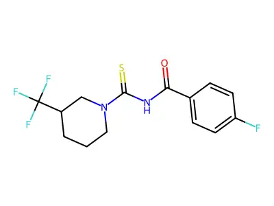 4-fluoro-N-[3-(trifluoromethyl)piperidine-1-carbothioyl]benzamide structure