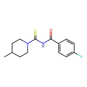 4-fluoro-N-(4-methylpiperidine-1-carbothioyl)benzamide structure