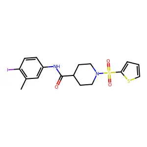 N-(4-iodo-3-methylphenyl)-1-(thiophene-2-sulfonyl)piperidine-4-carboxamide structure