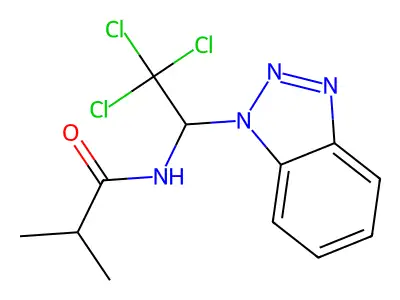 N-[1-(benzotriazol-1-yl)-2,2,2-trichloroethyl]-2-methylpropanamide structure