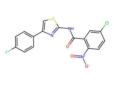 5-chloro-N-[4-(4-fluorophenyl)-1,3-thiazol-2-yl]-2-nitrobenzamide structure