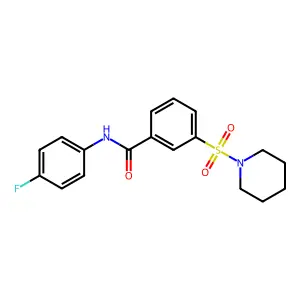 N-(4-fluorophenyl)-3-(piperidin-1-ylsulfonyl)benzamide structure