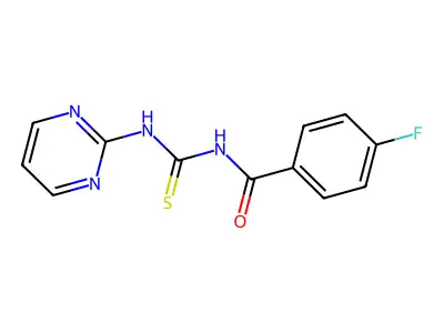 4-fluoro-N-(pyrimidin-2-ylcarbamothioyl)benzamide structure