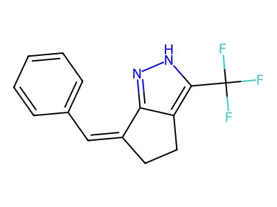 2,4,5,6-Tetrahydro-6-(phenylmethylene)-3-(trifluoromethyl)cyclopentapyrazole structure