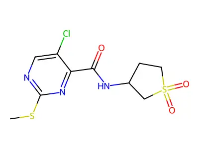 5-chloro-N-(1,1-dioxothiolan-3-yl)-2-methylsulfanylpyrimidine-4-carboxamide structure