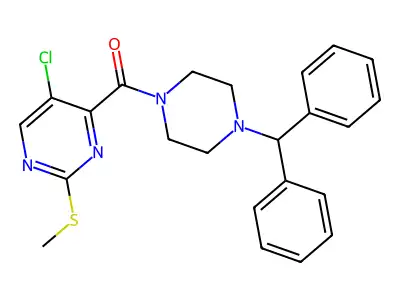 (4-Benzhydrylpiperazin-1-yl)-(5-chloro-2-methylsulfanylpyrimidin-4-yl)methanone structure