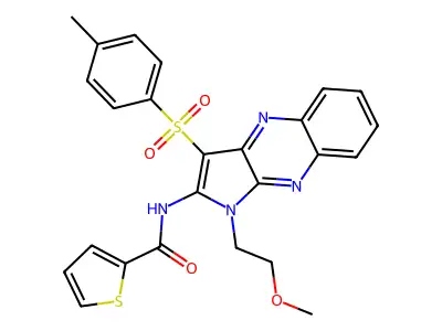 N-(1-(2-Methoxyethyl)-3-tosyl-1H-pyrrolo[2,3-b]quinoxalin-2-yl)thiophene-2-carboxamide structure