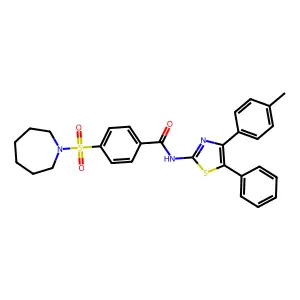 4-(azepan-1-ylsulfonyl)-N-(5-phenyl-4-(p-tolyl)thiazol-2-yl)benzamide structure