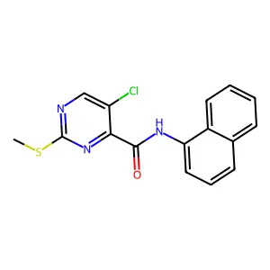 5-chloro-2-(methylsulfanyl)-N-(naphthalen-1-yl)pyrimidine-4-carboxamide structure