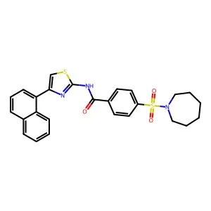 4-(azepan-1-ylsulfonyl)-N-(4-(naphthalen-1-yl)thiazol-2-yl)benzamide structure
