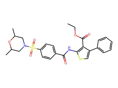 ethyl 2-{4-[(2,6-dimethylmorpholin-4-yl)sulfonyl]benzamido}-4-phenylthiophene-3-carboxylate structure