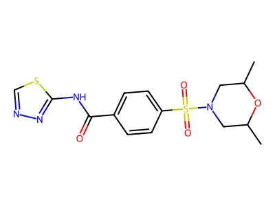 4-(2,6-dimethylmorpholin-4-yl)sulfonyl-N-(1,3,4-thiadiazol-2-yl)benzamide structure
