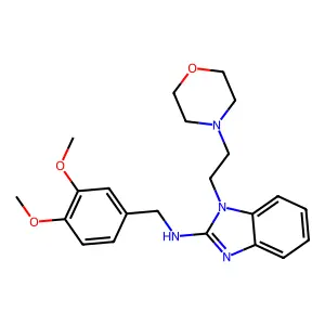 N-[(3,4-dimethoxyphenyl)methyl]-1-(2-morpholin-4-ylethyl)benzimidazol-2-amine structure