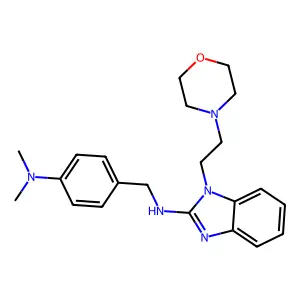 N-[4-(dimethylamino)benzyl]-1-[2-(morpholin-4-yl)ethyl]-1H-benzimidazol-2-amine structure