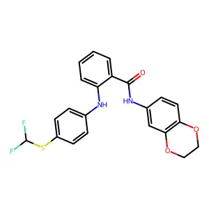 2-[4-(difluoromethylsulfanyl)anilino]-N-(2,3-dihydro-1,4-benzodioxin-6-yl)benzamide structure