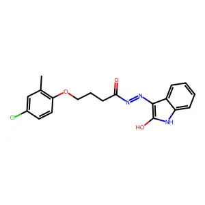 4-(4-chloro-2-methylphenoxy)-N-[(2-oxo(1H-benzo[d]azolin-3-ylidene))azamethyl] butanamide structure