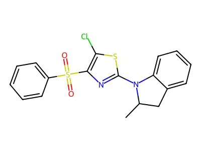 1-[4-(benzenesulfonyl)-5-chloro-1,3-thiazol-2-yl]-2-methyl-2,3-dihydro-1H-indole structure