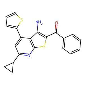 2-Benzoyl-6-cyclopropyl-4-(thiophen-2-yl)thieno[2,3-b]pyridin-3-amine structure