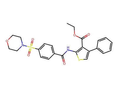 Ethyl 2-(4-(morpholinosulfonyl)benzamido)-4-phenylthiophene-3-carboxylate structure