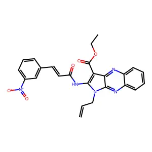 ethyl 2-[[(E)-3-(3-nitrophenyl)prop-2-enoyl]amino]-1-prop-2-enylpyrrolo[3,2-b]quinoxaline-3-carboxylate structure