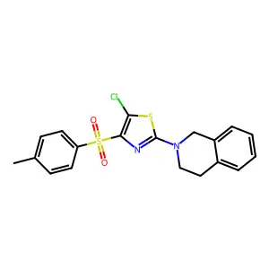 2-[5-chloro-4-(4-methylbenzenesulfonyl)-1,3-thiazol-2-yl]-1,2,3,4-tetrahydroisoquinoline structure