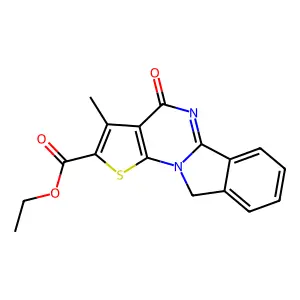 ethyl 3-methyl-4-oxo-4,10-dihydrothieno[3',2':5,6]pyrimido[2,1-a]isoindole-2-carboxylate structure