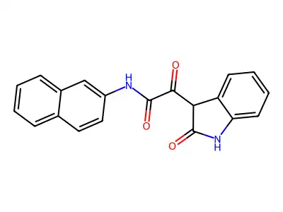N-naphthalen-2-yl-2-oxo-2-(2-oxo-1,3-dihydroindol-3-yl)acetamide structure