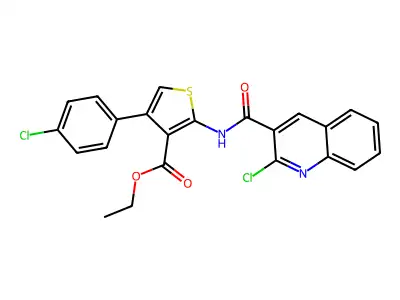 Ethyl 4-(4-chlorophenyl)-2-[(2-chloroquinoline-3-carbonyl)amino]thiophene-3-carboxylate structure