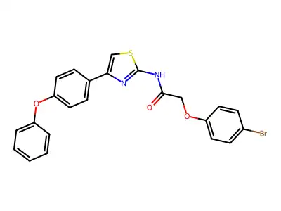 2-(4-bromophenoxy)-N-[4-(4-phenoxyphenyl)-1,3-thiazol-2-yl]acetamide structure