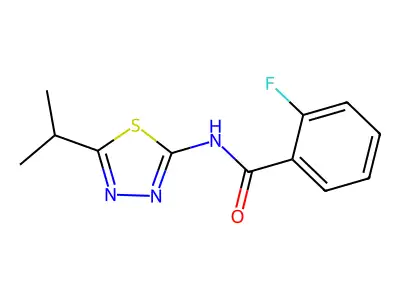 2-fluoro-N-[5-(propan-2-yl)-1,3,4-thiadiazol-2-yl]benzamide structure