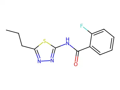 2-fluoro-N-(5-propyl-1,3,4-thiadiazol-2-yl)benzamide structure