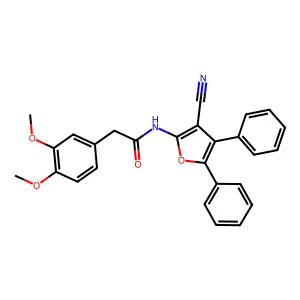 N-(3-cyano-4,5-diphenylfuran-2-yl)-2-(3,4-dimethoxyphenyl)acetamide structure