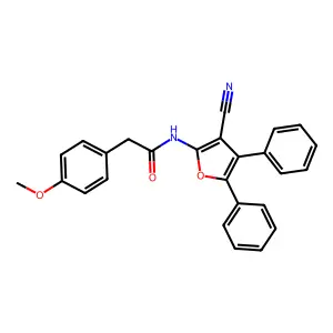 N-(3-cyano-4,5-diphenylfuran-2-yl)-2-(4-methoxyphenyl)acetamide structure