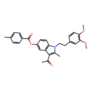 3-acetyl-1-[2-(3,4-dimethoxyphenyl)ethyl]-2-methyl-1H-indol-5-yl 4-methylbenzoate structure