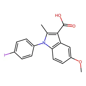 1-(4-iodophenyl)-5-methoxy-2-methyl-1H-indole-3-carboxylic acid structure