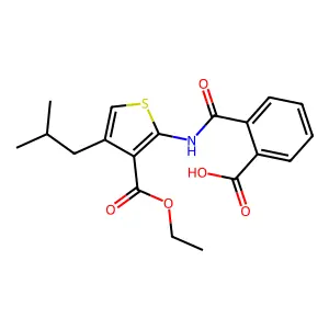 2-[[3-Ethoxycarbonyl-4-(2-methylpropyl)thiophen-2-yl]carbamoyl]benzoic acid structure