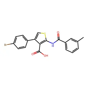4-(4-Bromophenyl)-2-[(3-methylbenzoyl)amino]-3-thiophenecarboxylic acid structure