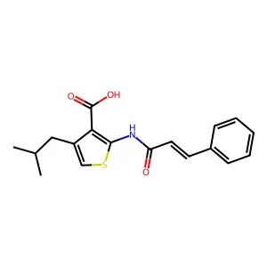 2-cinnamamido-4-isobutylthiophene-3-carboxylic acid structure