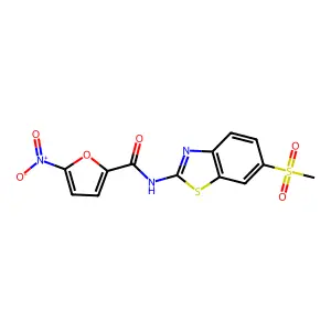 N-(6-(methylsulfonyl)benzo[d]thiazol-2-yl)-5-nitrofuran-2-carboxamide structure