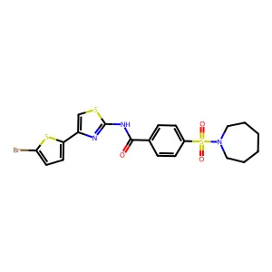 4-(azepan-1-ylsulfonyl)-N-(4-(5-bromothiophen-2-yl)thiazol-2-yl)benzamide structure