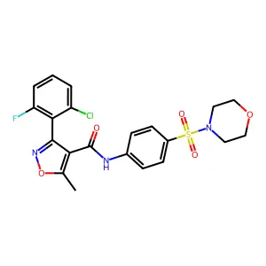3-(2-chloro-6-fluorophenyl)-5-methyl-N-(4-morpholin-4-ylsulfonylphenyl)-1,2-oxazole-4-carboxamide structure