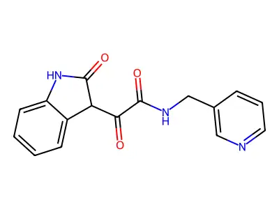 2-oxo-2-(2-oxo-1,3-dihydroindol-3-yl)-N-(pyridin-3-ylmethyl)acetamide structure