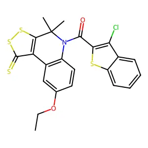 (3-chloro-1-benzothiophen-2-yl)(8-ethoxy-4,4-dimethyl-1-thioxo-1,4-dihydro-5H-[1,2]dithiolo[3,4-c]quinolin-5-yl)methanone structure