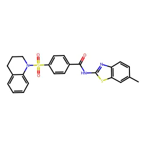 N-(6-methyl-1,3-benzothiazol-2-yl)-4-(1,2,3,4-tetrahydroquinoline-1-sulfonyl)benzamide structure