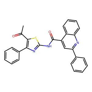 N-(5-acetyl-4-phenyl-1,3-thiazol-2-yl)-2-phenylquinoline-4-carboxamide structure