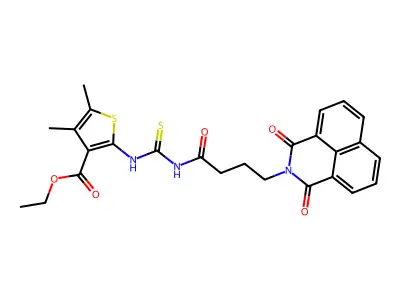 ethyl 2-[4-(1,3-dioxobenzo[de]isoquinolin-2-yl)butanoylcarbamothioylamino]-4,5-dimethylthiophene-3-carboxylate structure